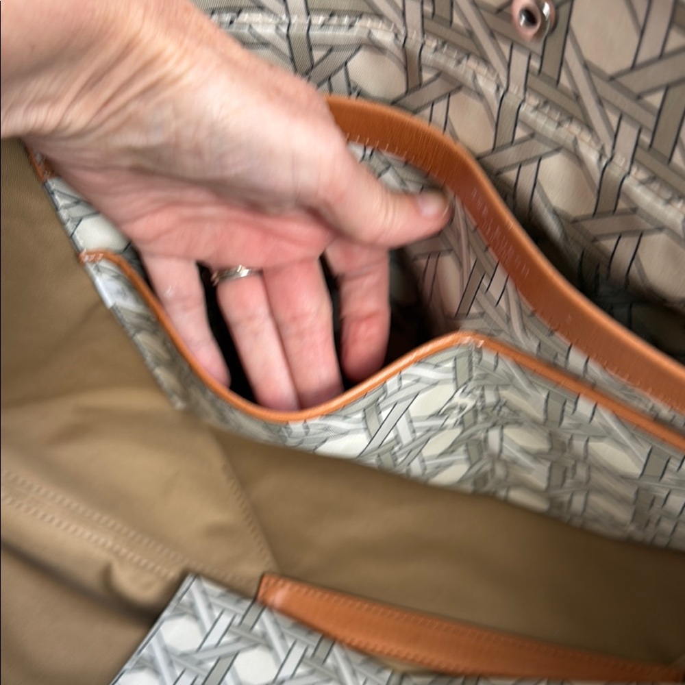 Tory Burch Basket Weave Canvas Tote NWT - Picture 10 of 13